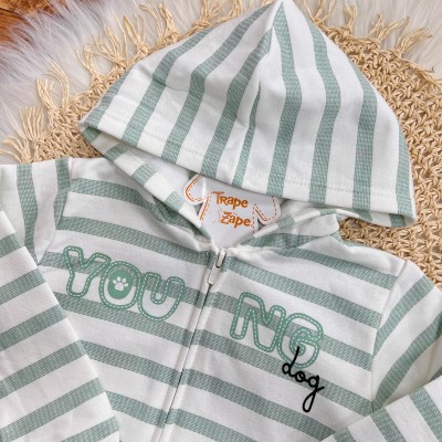 Conj. Jaqueta Young Dog! com Capuz e Calça de Moletom - Verde e Off White